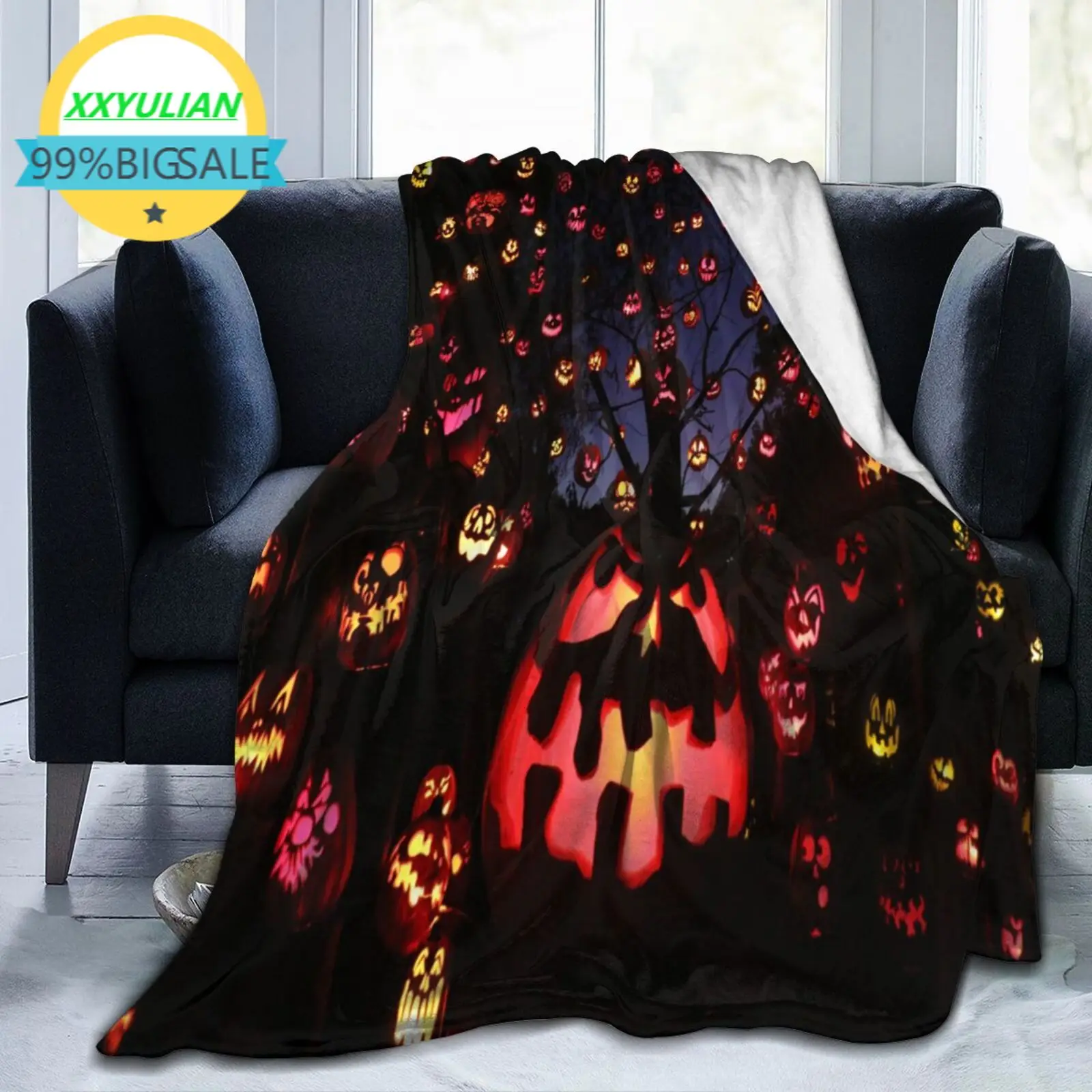 

Осеннее Фланелевое Флисовое одеяло в виде тыквы на Хэллоуин, подходящее для дивана, кровати, мягкое удобсветильник декоративное одеяло для ...