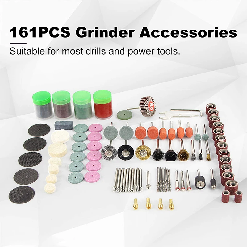 

161Pcs Mini Rotary Hobby Drill Kit Plus Sanding Grinding Buffing Polishing Bits