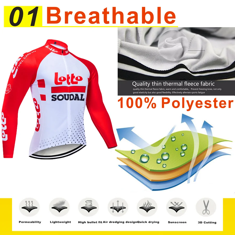Pro Team LOTTO Велоспорт Джерси 9D Bib набор MTB Форма велосипед одежда мужская зимняя теплая флисовая велосипедная Одежда для велоспорта