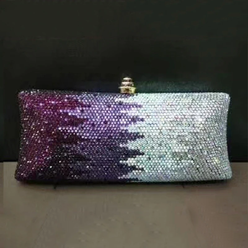 

Best Gift To Girls Purple/Silver Evening Clutch Bag Wedding Purse XIYUAN Elegant Women’s Diamond Phone Case Small Minaudiere