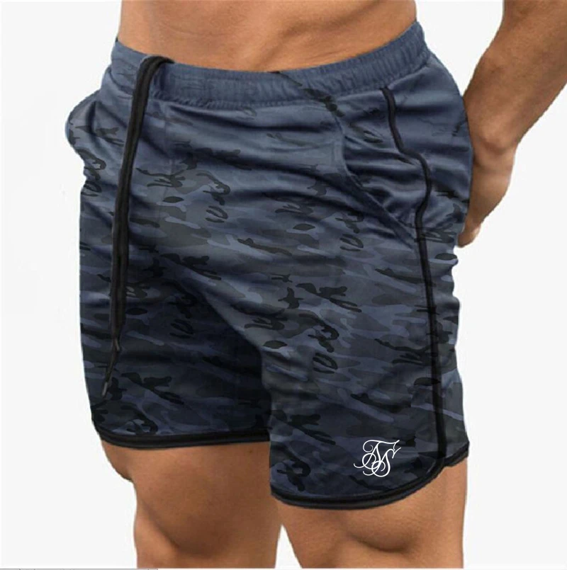 

sik silk fitness camouflage shorts men's summer gym workout men's breathable net quick-drying sportswear jogging beach shorts