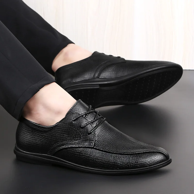 

Shoe Casual Man Men's Leather Casual Shoes Zapatos Casuales Comfort For Men Black Man Fashion 2020 Mens Causal Lather