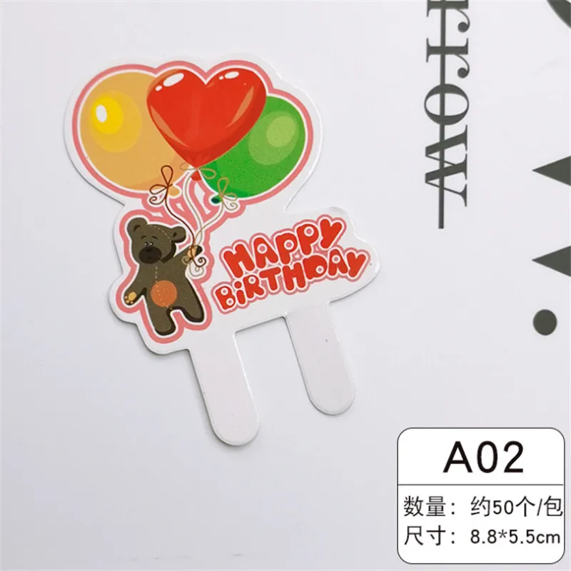 

50 Pcs/lot Cartoon Love Wedding Cake Card Cupcake Topper Picks Kids Birthday Party Decoration Cake Insert Card