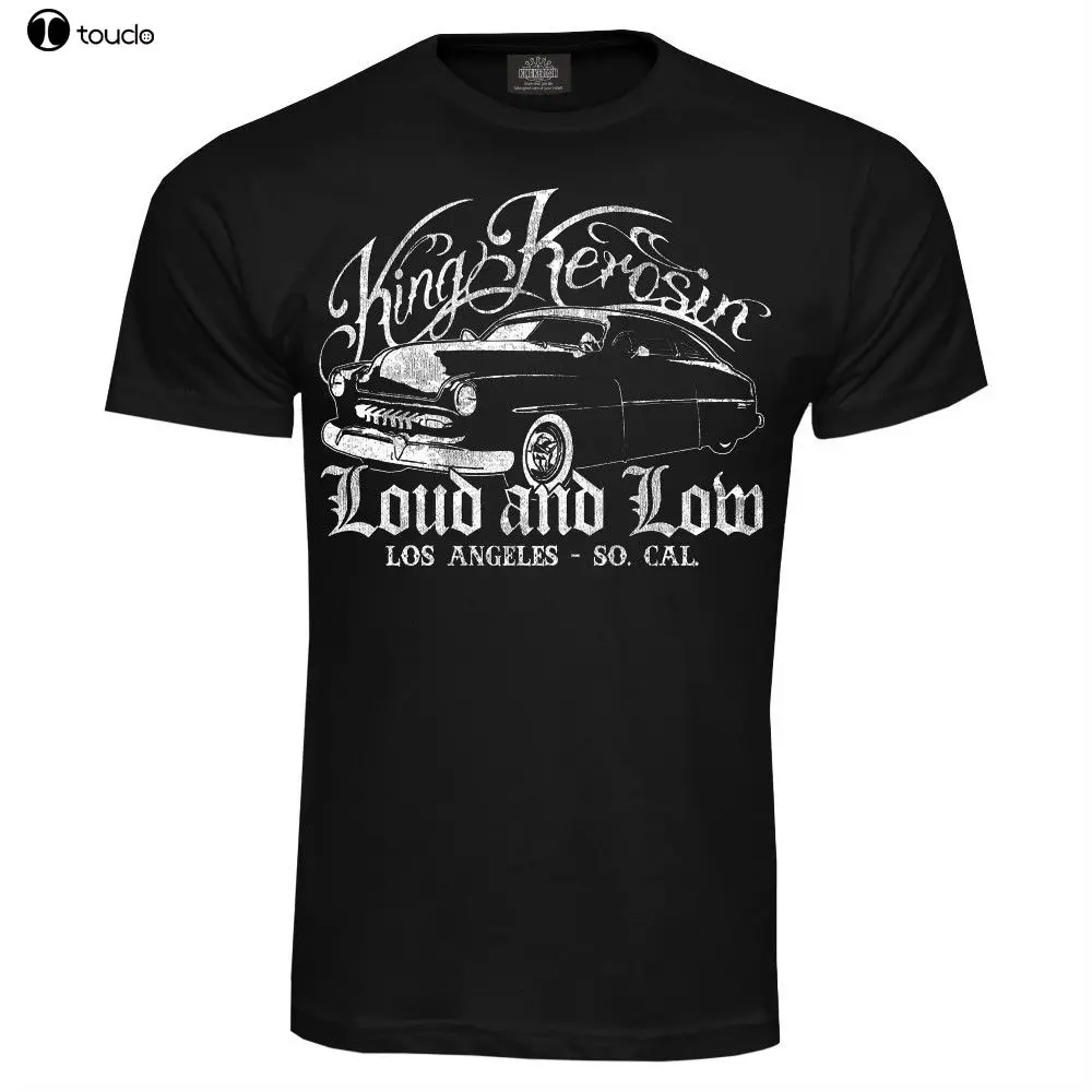 

100% Cotton for Man Shirts T-Shirt Loud and Low Oldschool Rockabilly Rockabella US Cars Hotrod Print Tee Shirts