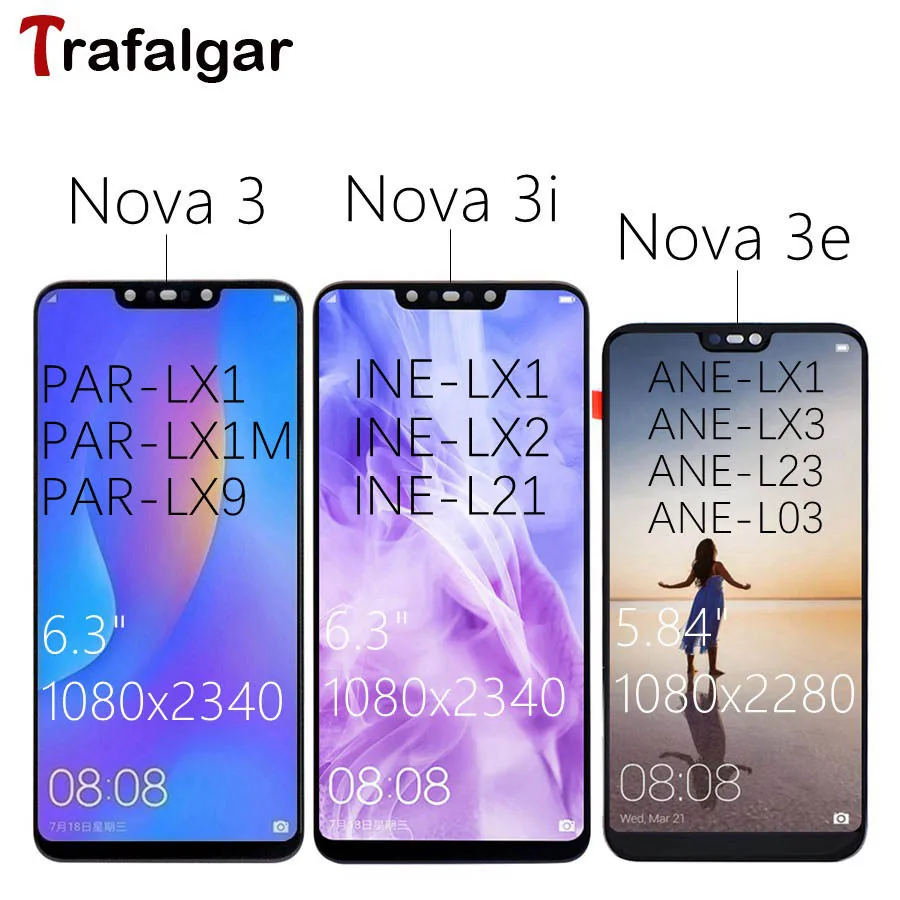 Для huawei Nova 3 ЖК-дисплей сенсорный экран PAR LX1 LX9 Nova 3i lcd INE LX2 L21 Nova 3e дисплей ANE LX3 L23 экран Nova3 Замена