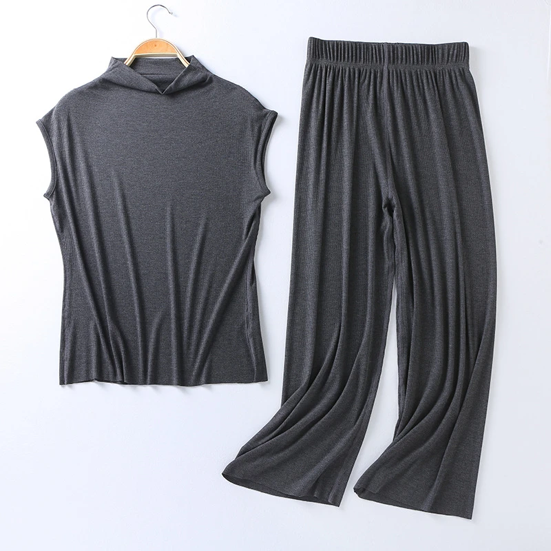

2020 Modal Pajamas Set Sleeveless Women Pijama Summer New design Modal Home Suits Female Plus Size Loose 2 Pieces Set Tracksuits