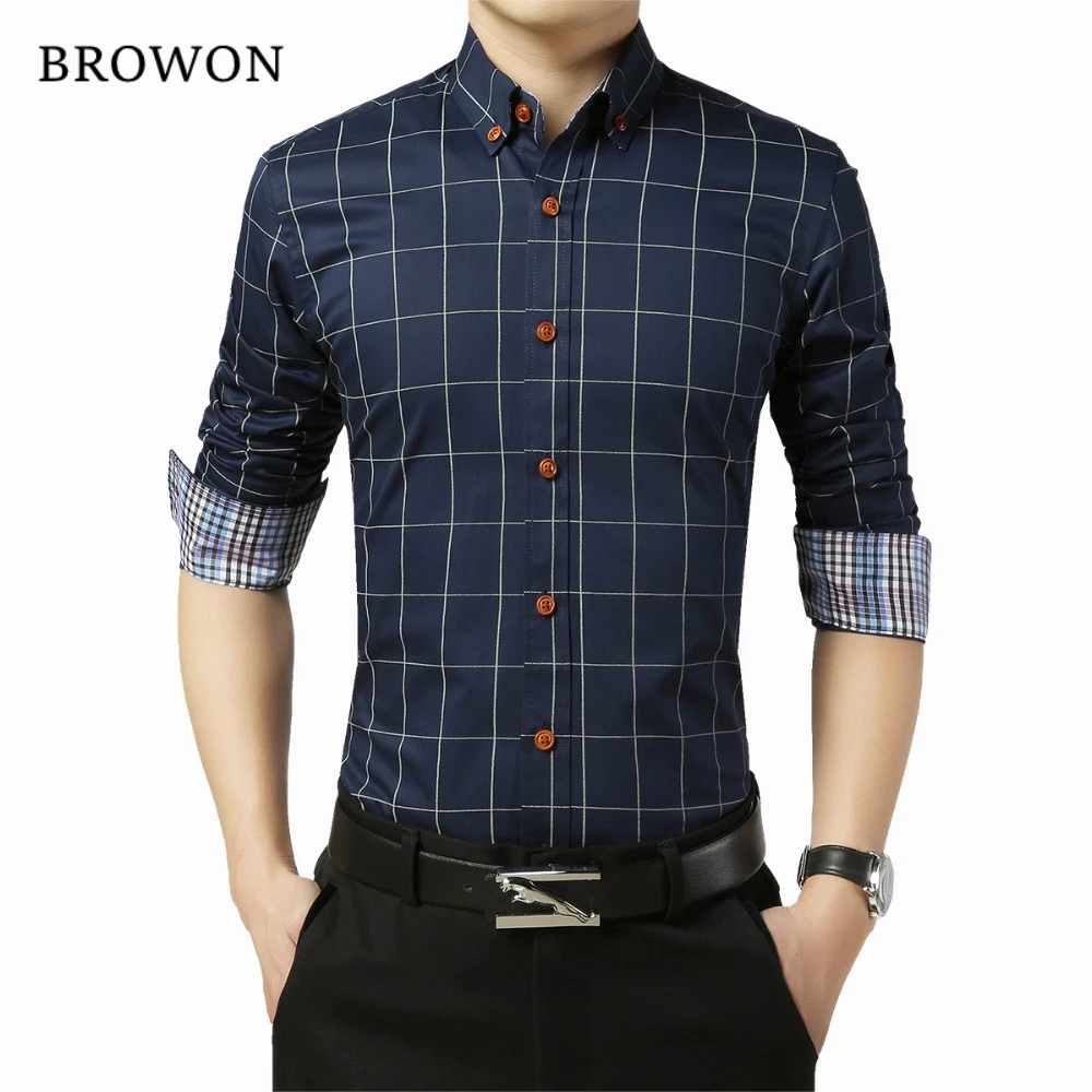 

Plus Size 5XL 2021 New Autumn Fashion Men's Social Shirt Slim Fit Long Sleeve Plaid Shirt Men Cotton Casual Brand Men's Clothes