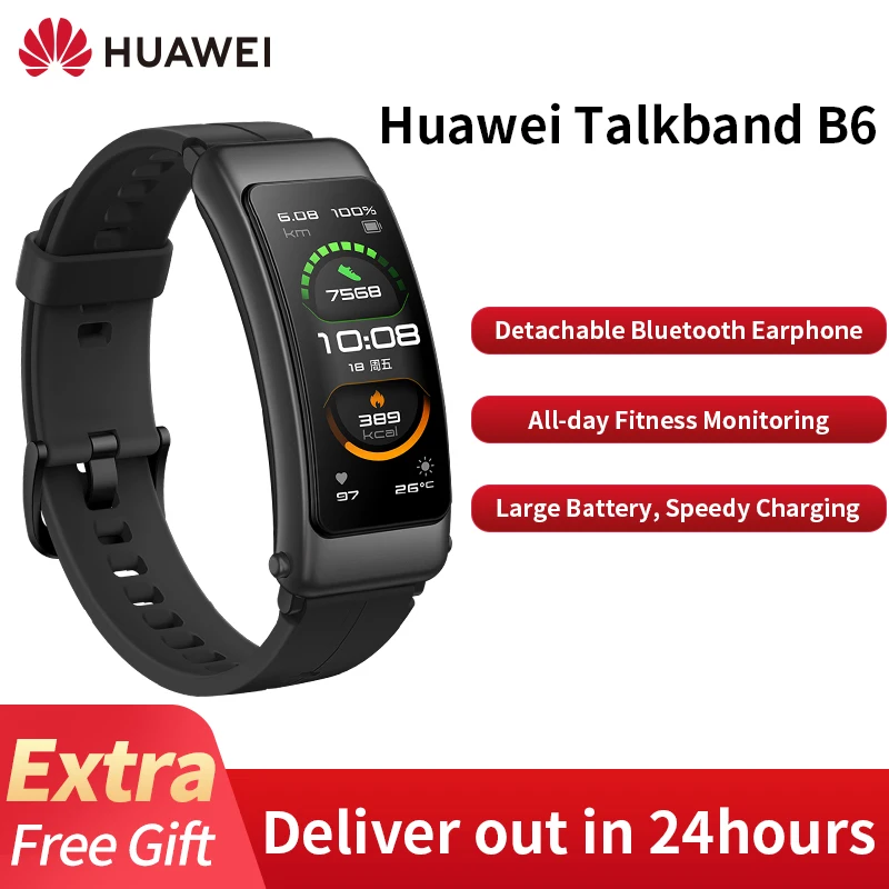 100% NEW Huawei Talkband Smart Band 6 Detachable Bluetooth Earphone Huawei B6 Sport Band Fitness Monitoring Smart Wristband