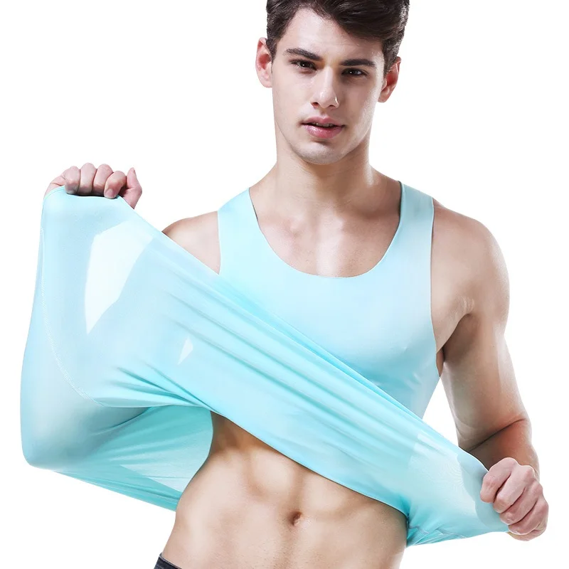 Seamless vest Man male home underwear summer outdoor tight-fitting sports stretch sleeveless extentional youth Slim indoor wear | Мужская