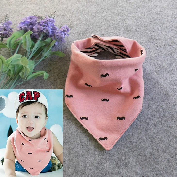 Pink 1pcs Детские нагрудники с принтом Bavoir, мягкая хлопковая бандана для малышей, полотенце для новорожденных, треугольный шарф, детский нагрудник для девочек и мальчиков - Цвет: Pink 1pcs