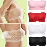 summer breathable mesh invisible strapless chest wraps tube tops sexy strapless crop top bra ladys bandeau boob tube brassiere
