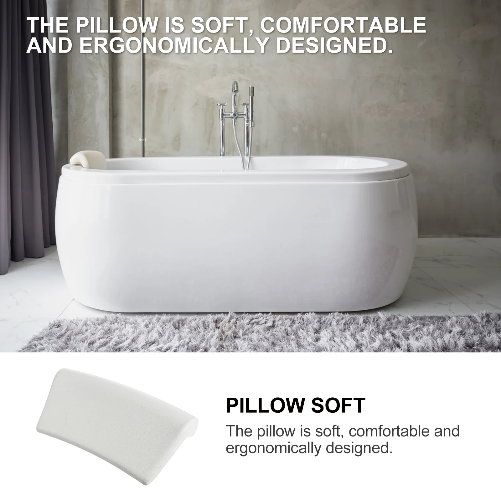 

1Pc Adult Bathtub Pillow Household PU Pillow Bath Pillow Shower Pillow Comfortable Shower Pillow Bathtub Pillow For Bathroom