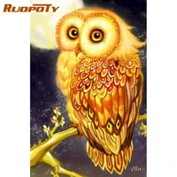 ruopoty 5d diy diamond painting golden owl full square diamond embroidery animals diamond mosaic layout home decorations