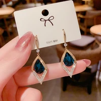2021 fashion elegant blue bohemian style hoop earrings for woman korean luxury bride wedding earrings luxury jewelry gifts
