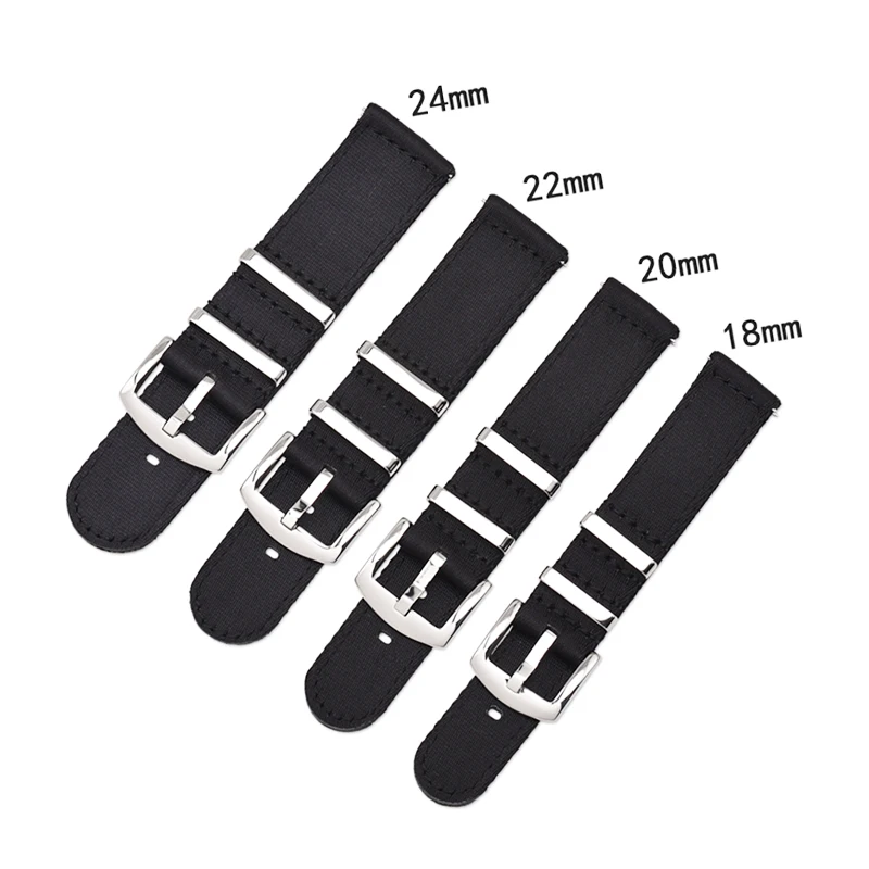 BEAFIRY Nylon Watch Band 18mm 20mm 22mm 24mm Breathable Woven Lightweight  Canvas Watch Straps Watchbands Sports black green