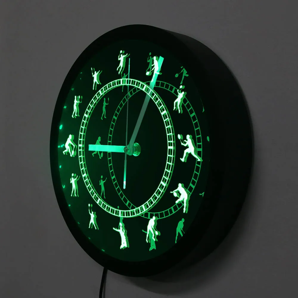 Силуэты для игры в бадминтон светодиодное освещение неоновые Настенные часы