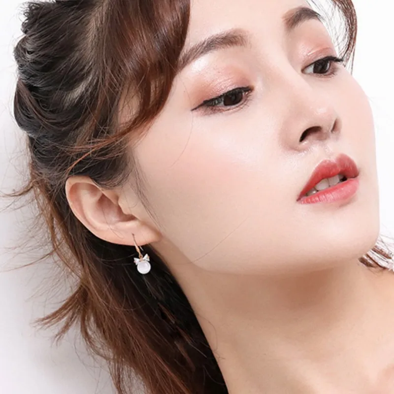 Корейские модные милые и серьги с имитацией жемчуга банта женские оптовая