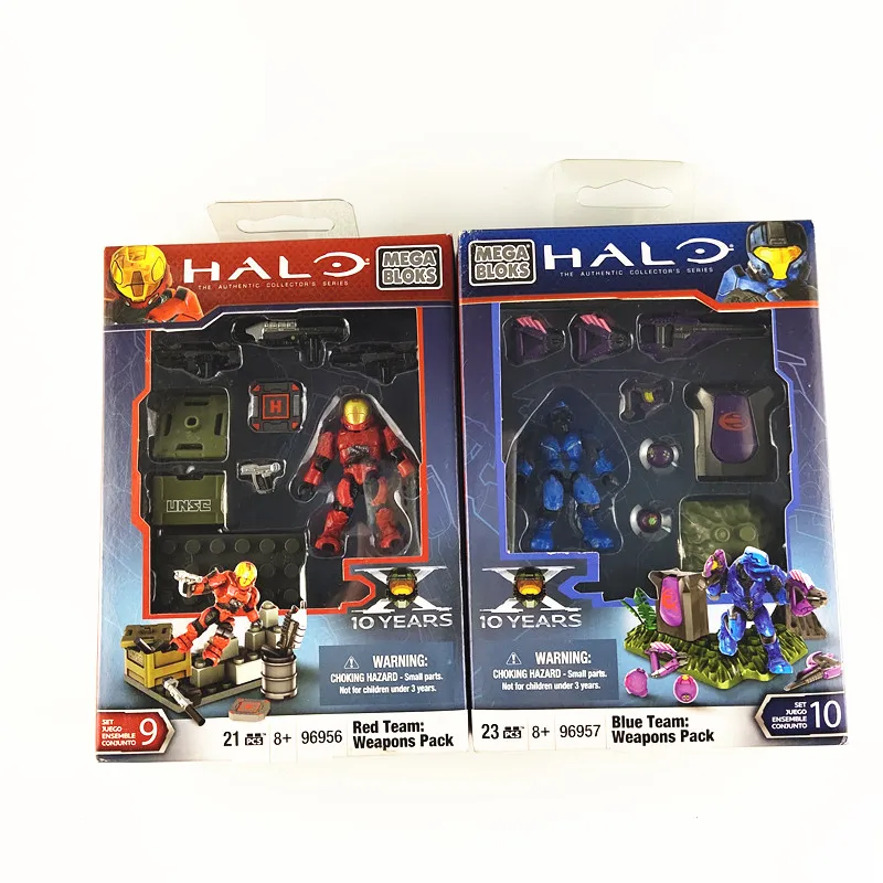 

Mega Bloks Halo Blue Team: Weapons Pack Set [Covenant Elite] Halo Red Team: Weapons Pack Set [Eva Spartan] Collector's Series