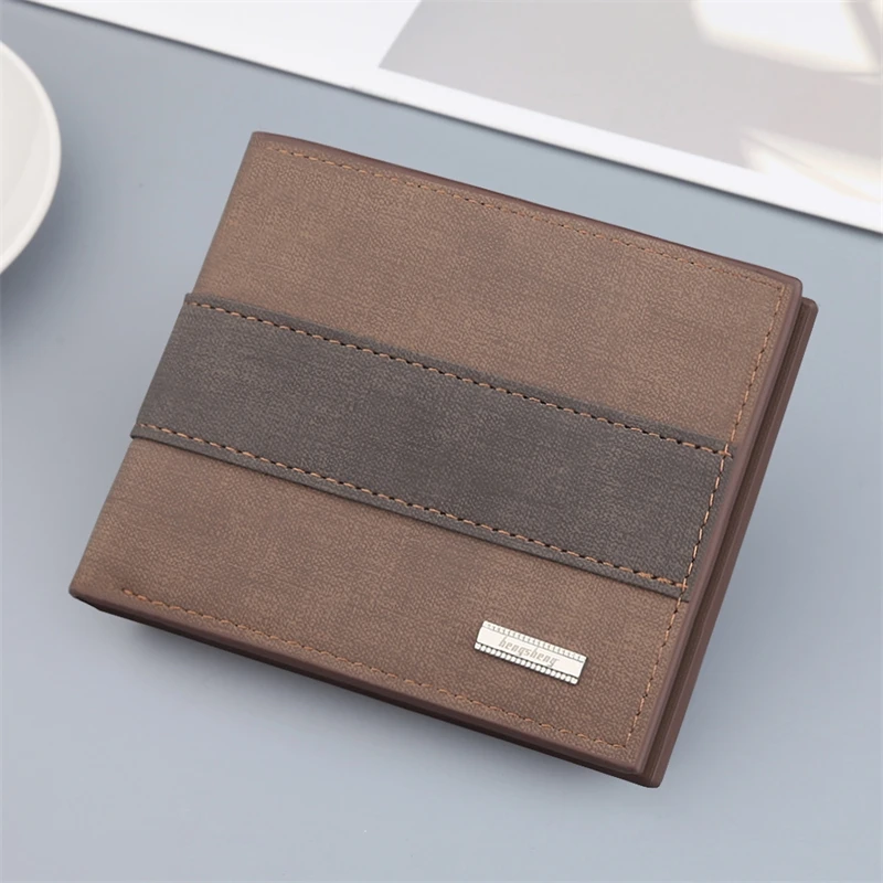 

Men's wallet short Wallet Zipper Bag horizontal casual frosted multi card small wallet factory sales