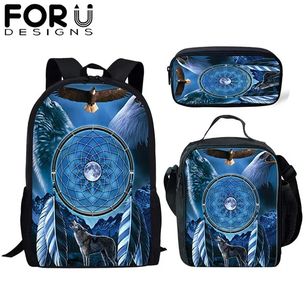 FORUDESIGNS/комплект из 3 предметов; школьные сумки с изображением волка для детей; школьные рюкзаки для девочек; рюкзак на плечо для мальчиков; детская сумка для книг; рюкзак - Цвет: CDFB0094CGK
