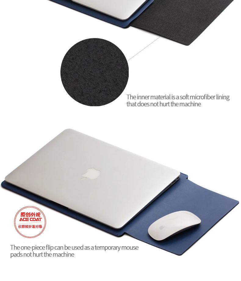 ACECOAT микрофибра pu кожаный чехол протектор сумки для Macbook Air Pro Retina13 12 15 16 чехол для ноутбука для macbook pro 13 Чехол