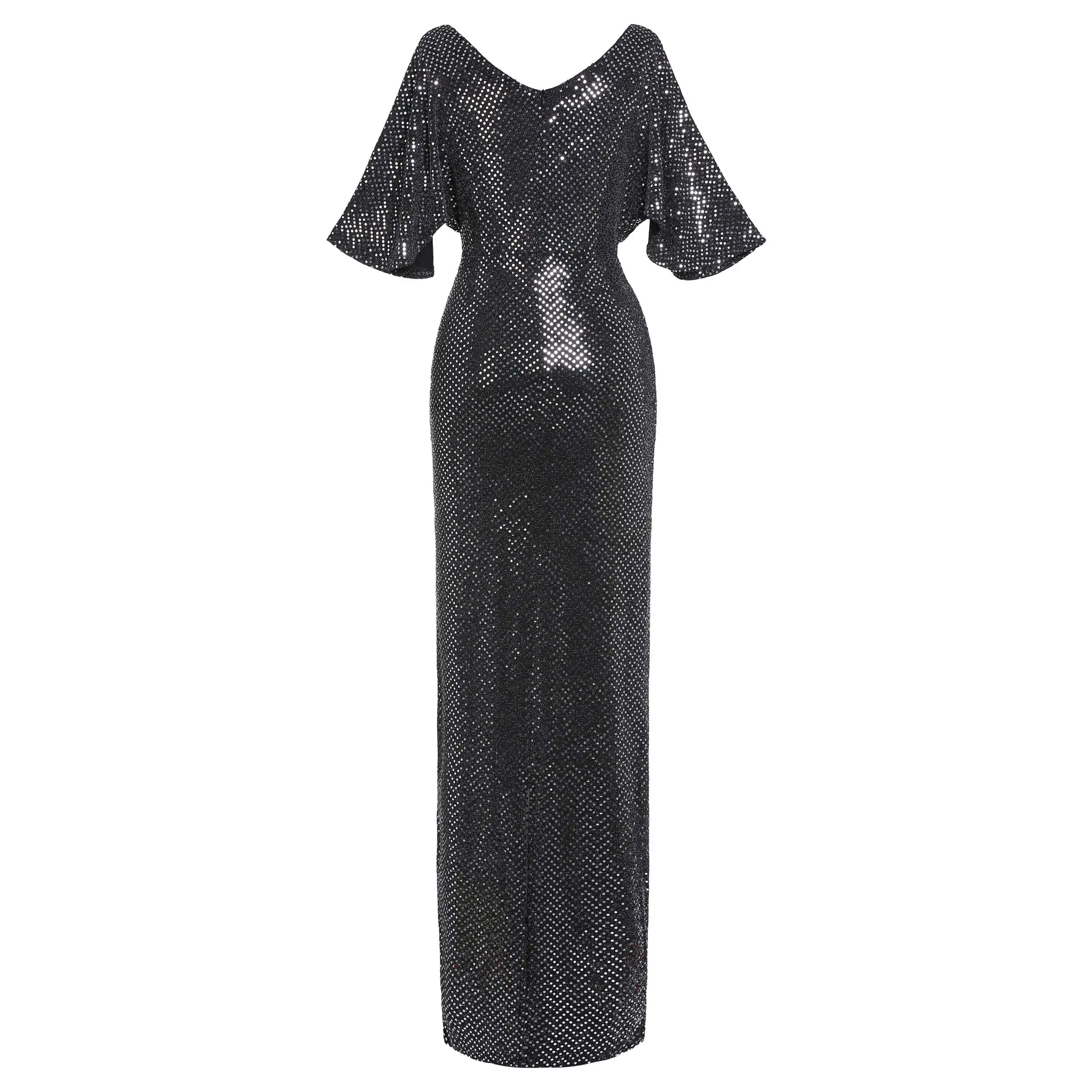 Женское блестящее платье для вечерние платья с рукавом до локтя размера плюс 3XL