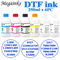 dtf ink 6pc250ml for dirent printer film for epson l1800 l800 l805 dx5 dx7 i3200 i4720 i5113 printhead dtf 1bk 1c 1m 1y 2wh