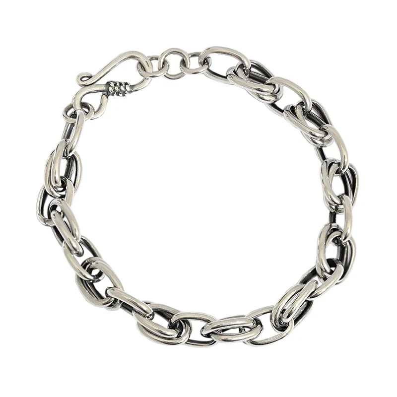 

DI-549 Korean version of S925 sterling silver bracelet ins cold wind design simple and niche retro Thai silver chain bracelet