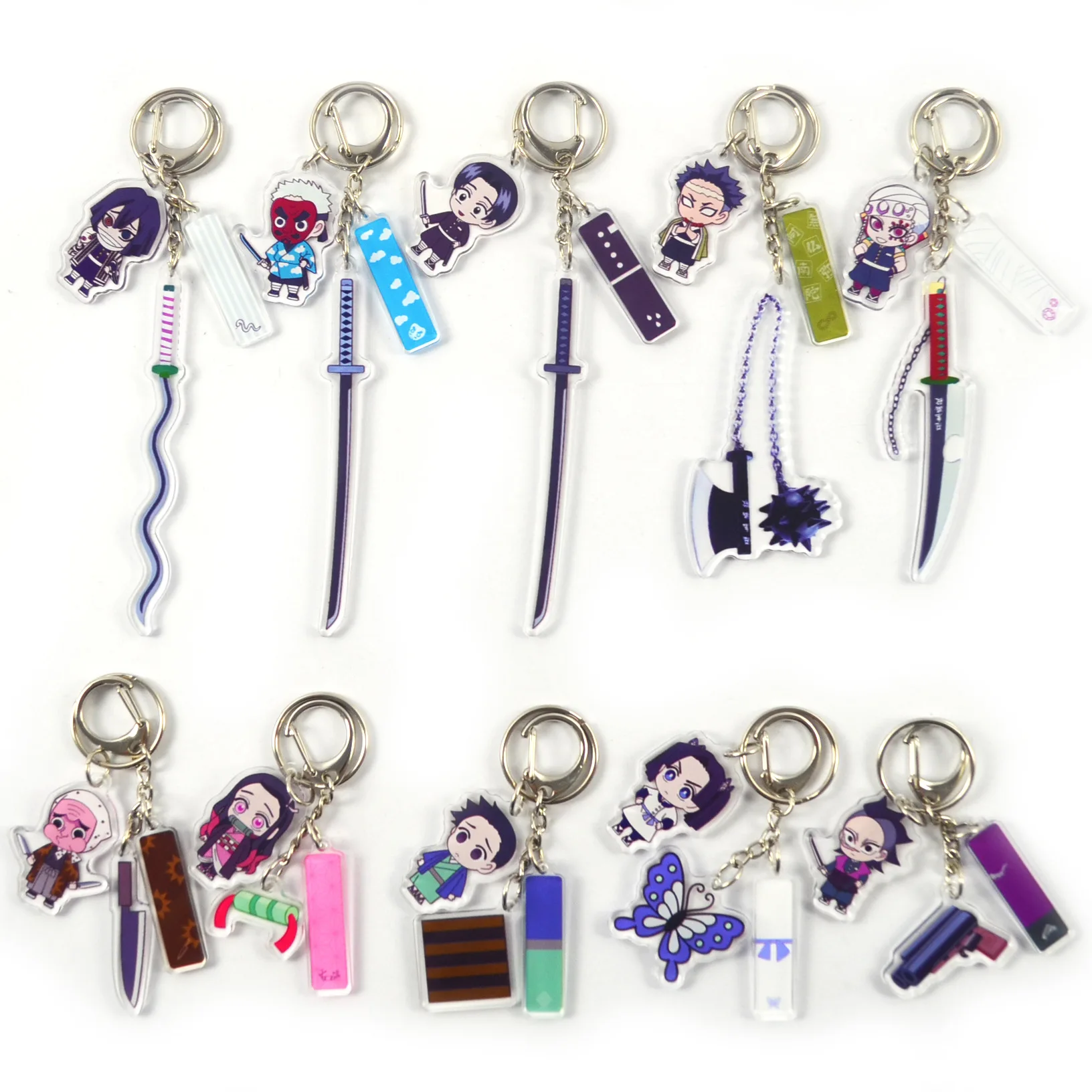 New Style Cartoon Anime Demon Slayer Blade Cosplay Prop Accessory Keychain Kamado Nezuko Acrylic Key Chain Sword Keyring | Украшения и