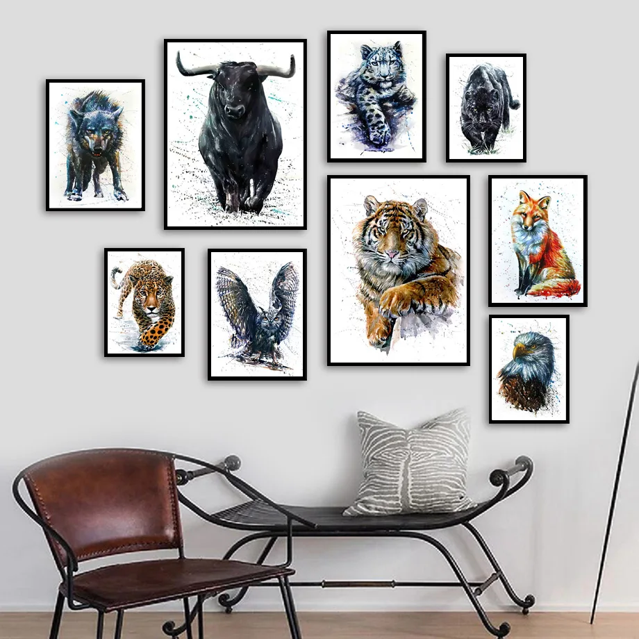 

Jungle Animals Leopard Tiger Fox Cow Wolf Owl Wall Art Canvas Painting Nordic Posters And Prints Wall Pictures Kids Room Decor