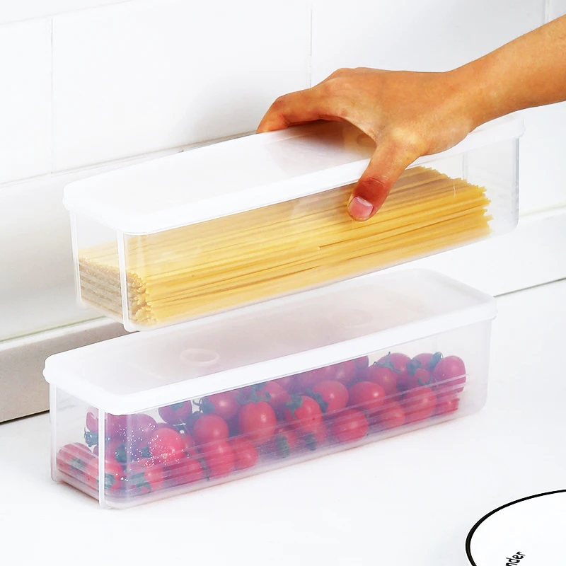 

Noodle Storage Box Rectangular Plastic Refrigerator Food Preservation Box Tape Cover Kitchen Coarse Grain Food Vermicelli Sealin