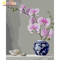 sdoyuno flower handmade paint on canvas beautiful painting by numbers kit picture coloring by numbers home decor kids gift