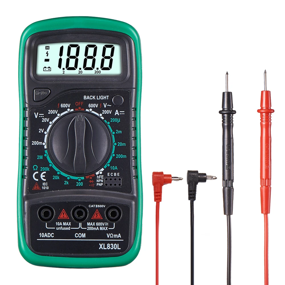 

QHTITEC Digital Multimeter Pocket Capacitance Meter Automotive Electrical Dmm Transistor Peak Ammeter Volt Ohm Tester Meter