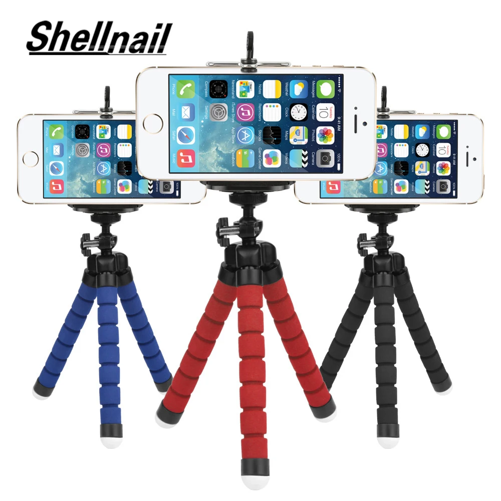 

SHELLNAIL Phone Clip Holder Mini Flexible Sponge Octopus Tripod Smartphone Tripod Stand Camera Mobile Phone Accessory Support