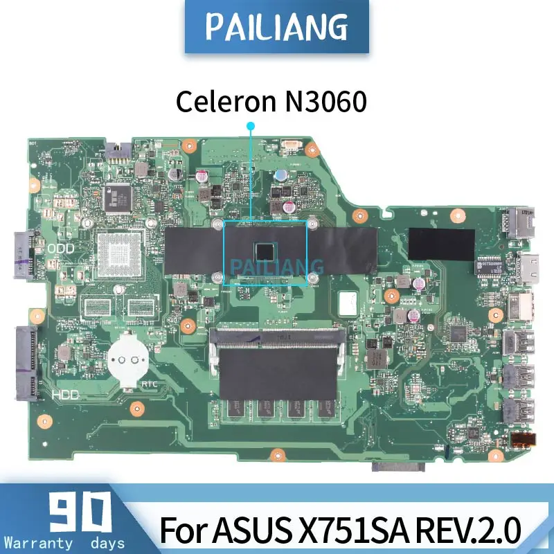 PAILIANG Laptop motherboard For ASUS X751SA REV.2.0 Mainboard Core SR2KN Celeron N3060 DDR3