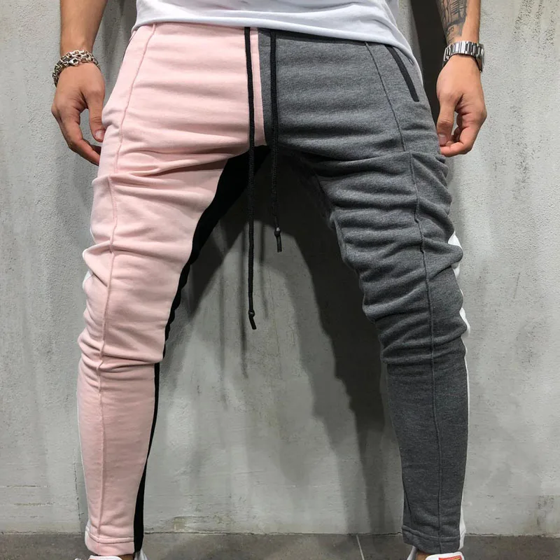 Облегающие Лоскутные тренировочные Мужские штаны для бега джоггеры уличная