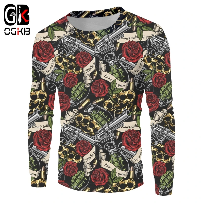 

OGKB 3D толстовки для мужчин, рубашка с длинным рукавом и принтом красной розы, модные тренировочные костюмы, уличная одежда, пуловер в стиле Харадзюку