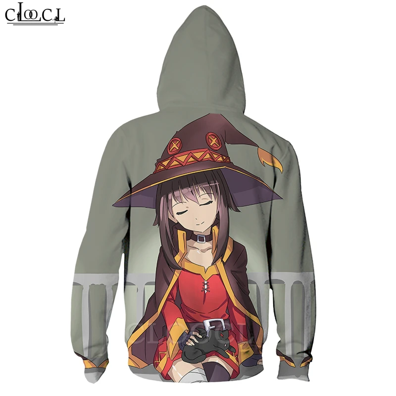 Толстовка Megumin Konosuba с капюшоном аниме на молнии для девушек модная повседневная