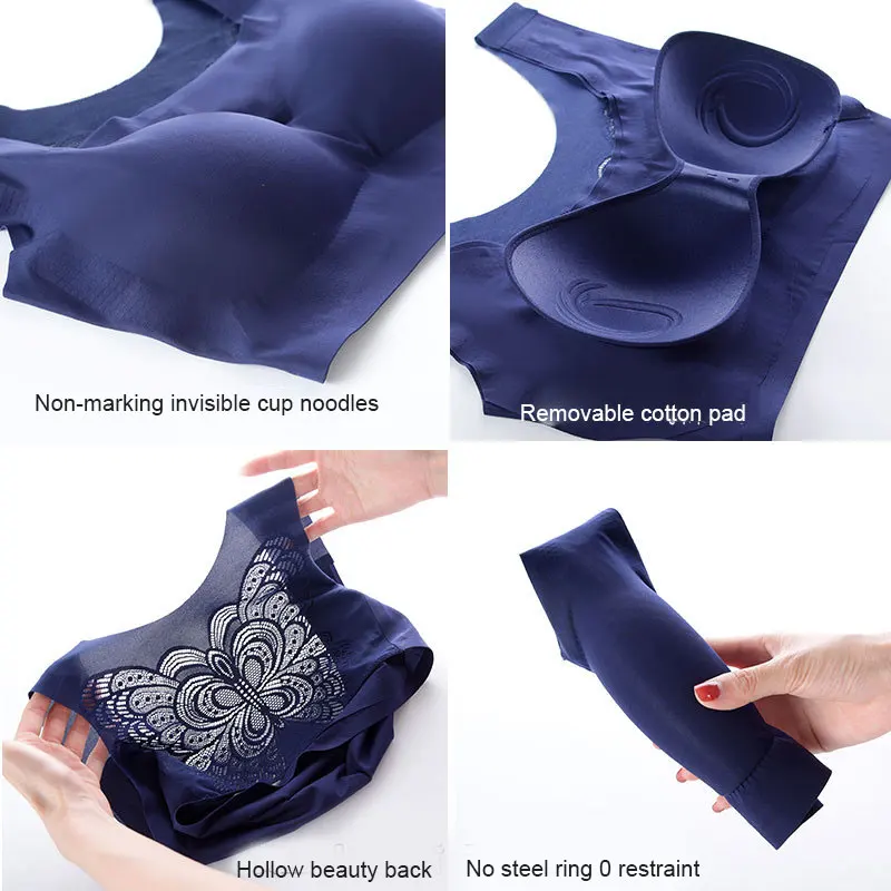 

Butterfly Plus Size Ice Silk Bra Seamless with Removable Pads Fashionable for Women Girl H9