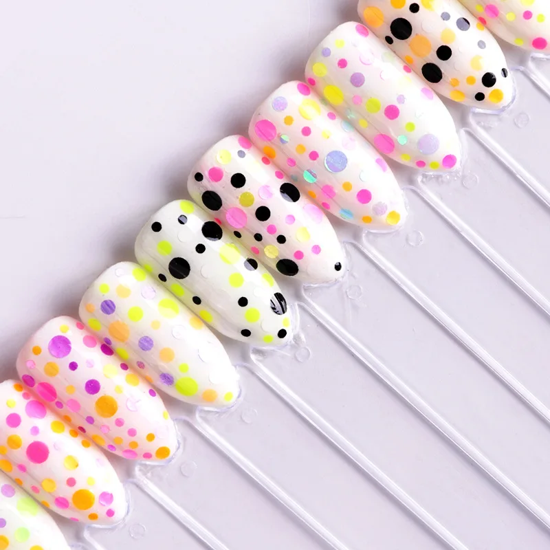 1 Набор 12 Маникюр для ногтей сетка Блестки Круглый цвет красочные хлопья