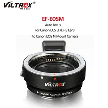 Viltrox EF-EOSM Auto Focus Lens Adapter Ring Electronic for Canon Lenses EOS EF-S to EOS M E Mount EF-M M2 M3 M5 M6 M100 Camera
