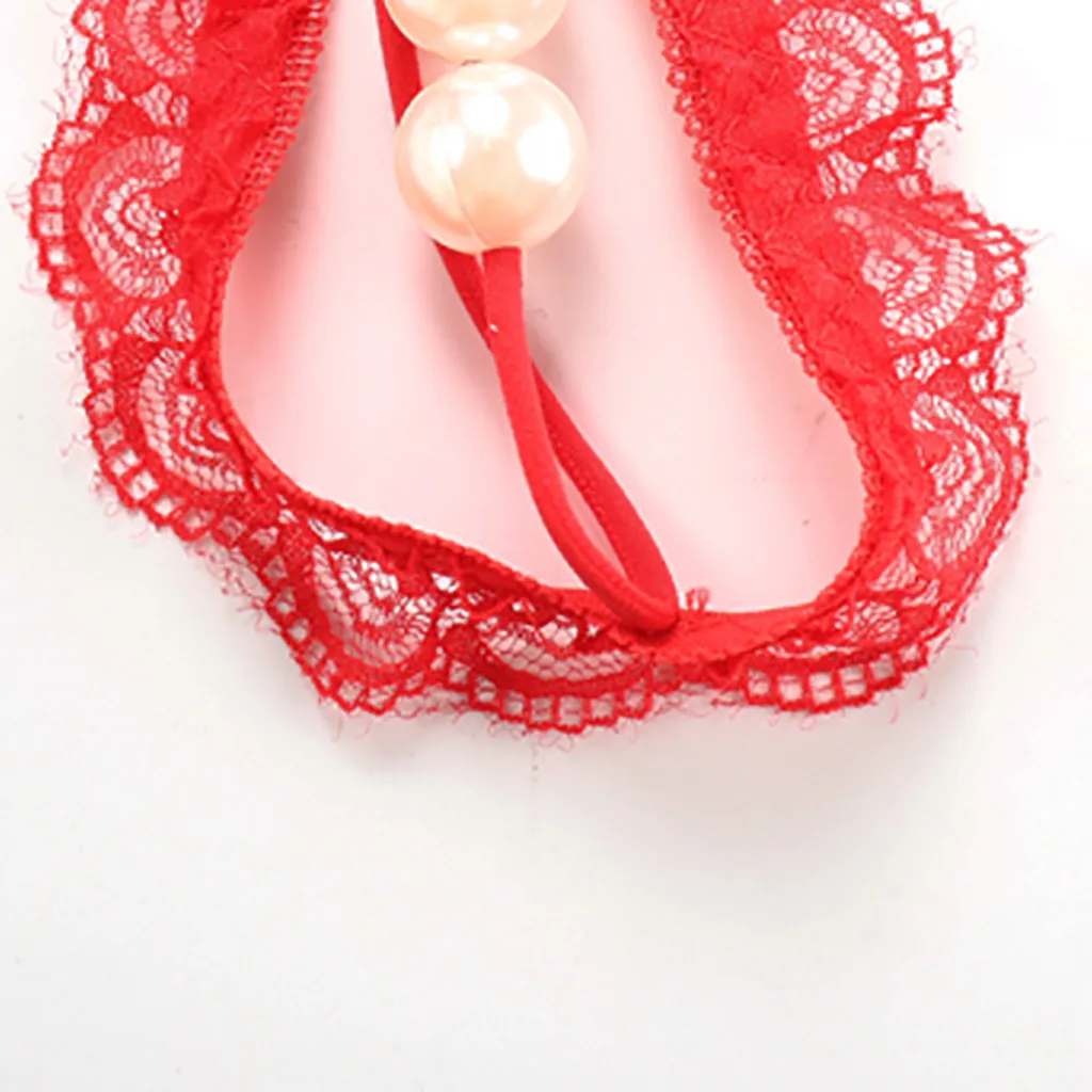 Сексуальное женское белье кружевные трусики стринги с жемчужной подвеской