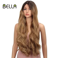 bella lace wig synthetic lace wig 28 inch deep wave hairtransparent lace cosplay lolita blonde pink omber color wigs for women