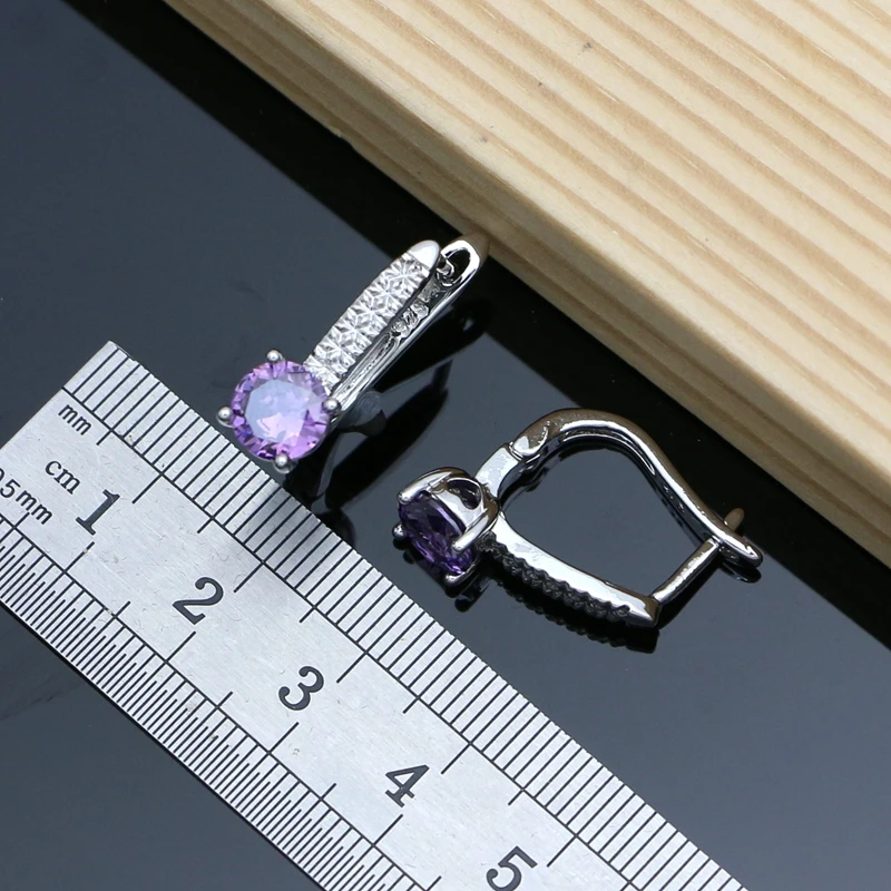 Ювелирные изделия из серебра 925 пробы с натуральным фиолетовым аметистом и