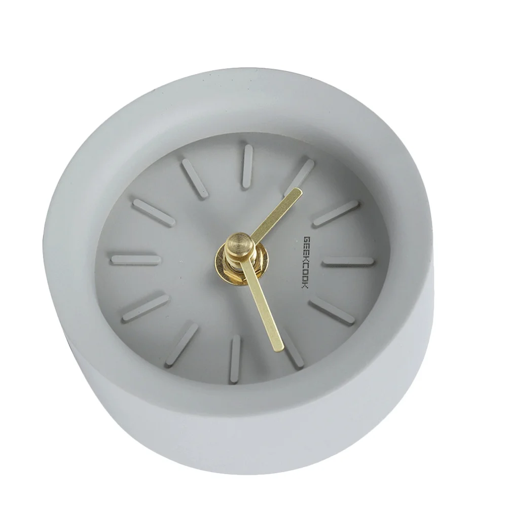 

1pc Table Clock Desktop Clock Industrial Style Brass Pointer Household Clock without Battery (Light Grey)