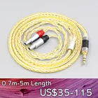 LN007314 8 Core ручная работа цвет серебристый, Золотой покрытием плетеный кабель для наушников для Sennheiser HD800 HD800s HD820s HD820 Дхарма D1000 наушников