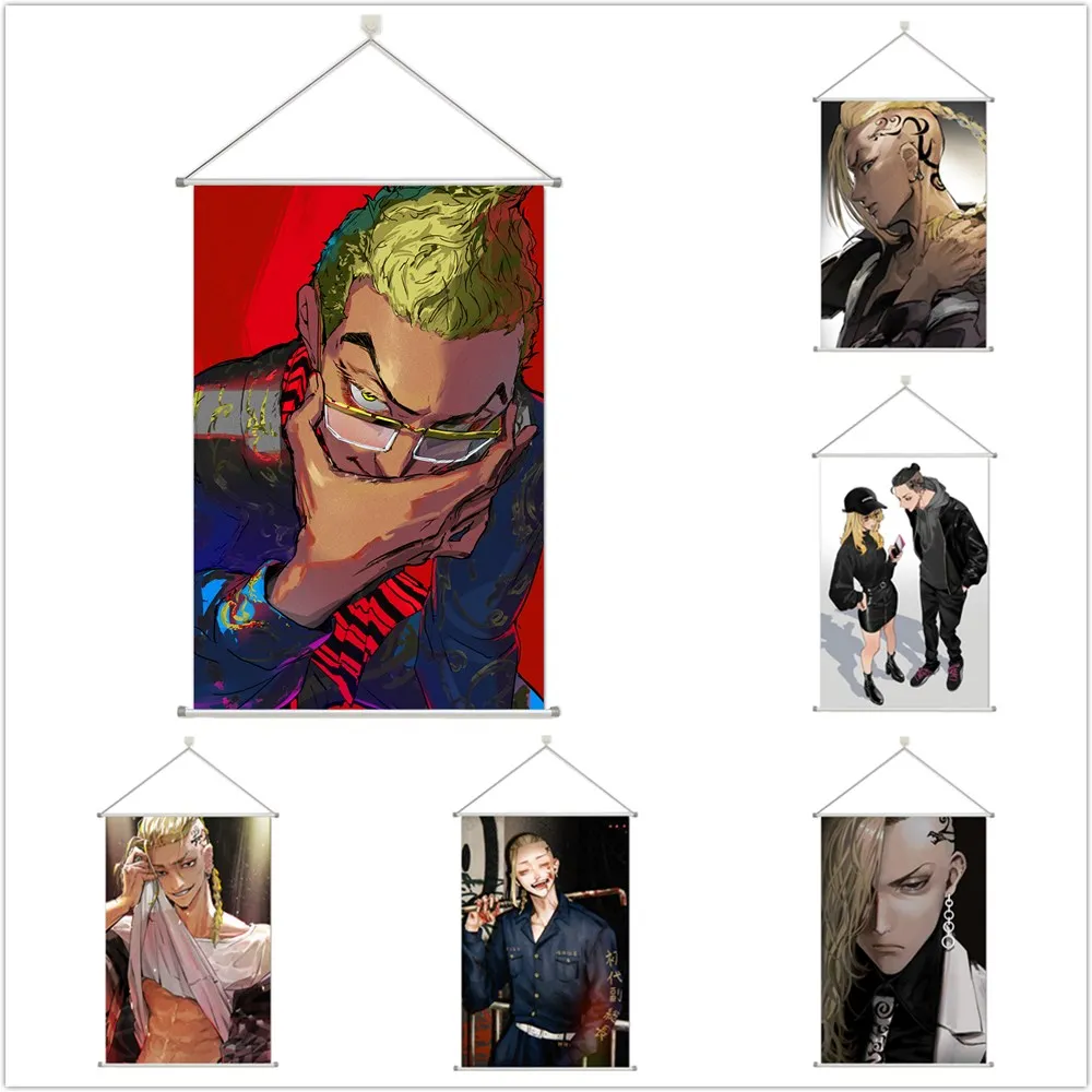 

Tokyo Revengers Ryuguji Ken Kisaki Tetta Alloy Scroll Cartoon Comic Scroll Hanging Wall Decor
