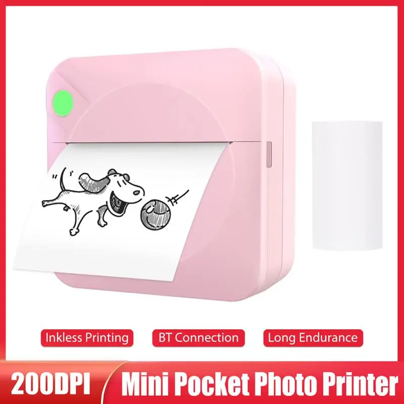 

200DPI Mini Pocket Photo Printer Wireless BT Connection Portable Thermal Printing Machine for Picture Lable DIY Handcraft List