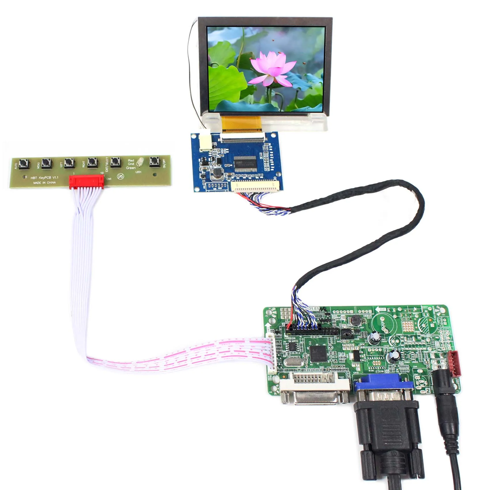 

DVI VGA LCD Controller Board With 3.5inch VS035SD1 Replace PD035VX2 640x480 LCD Screen