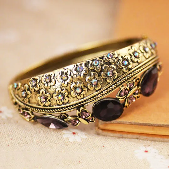 Ретро резная Цветочная обруч высокого качества стразы со стразами для женщин